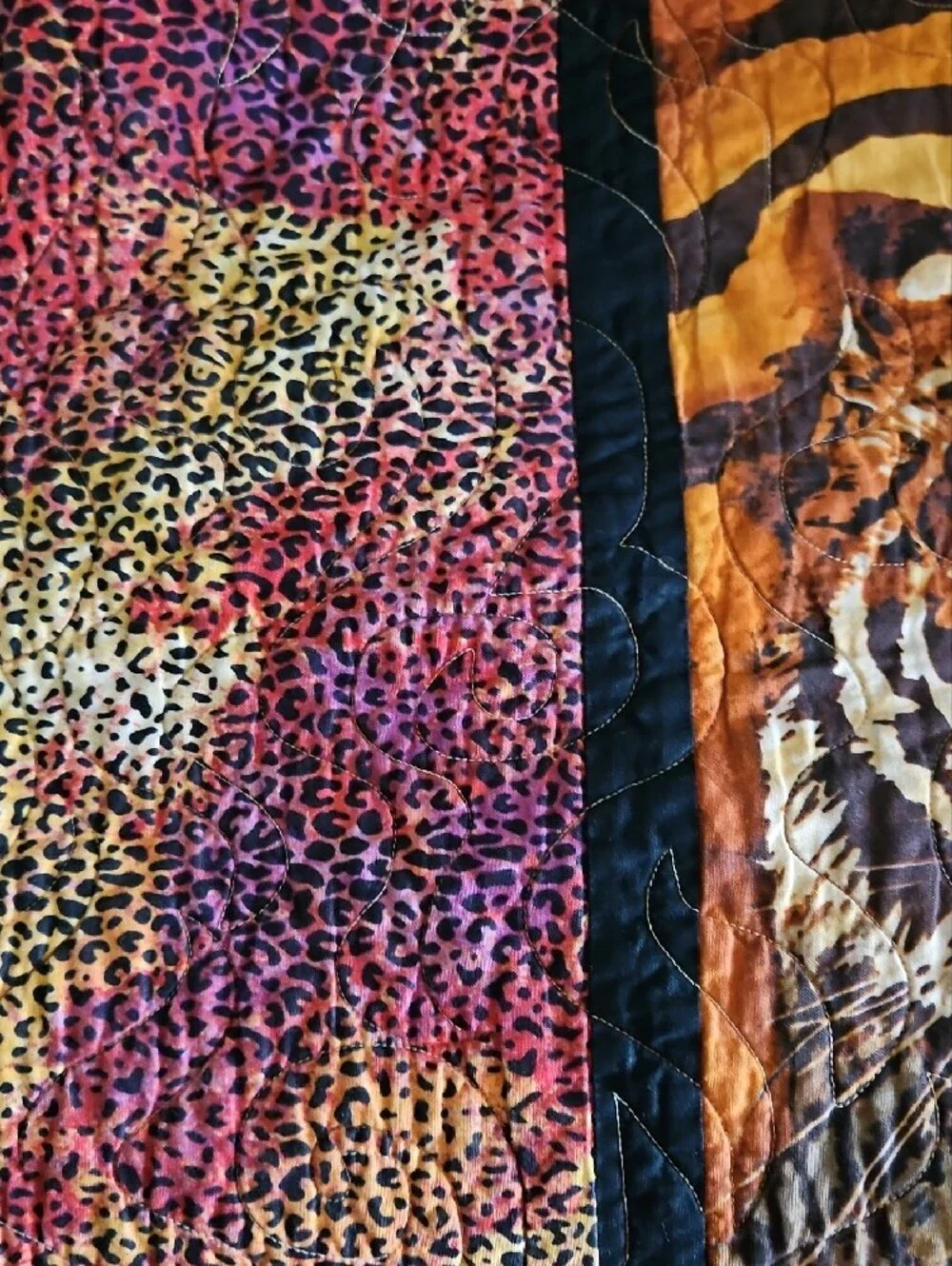 Wildlife Print Quilted Throw Blanket in Orange and Brown